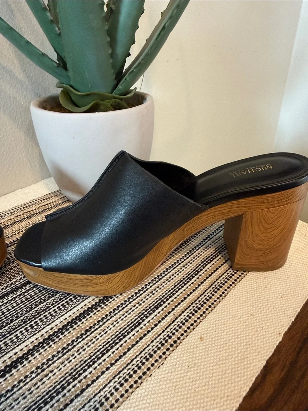 Michael Kors Aldrich Mule Leather Open Toe Clog Size 8.5